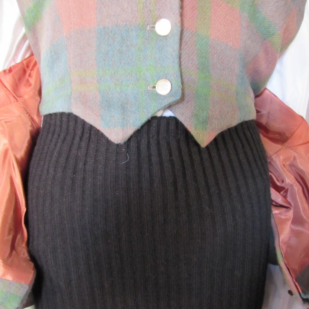 SALE Vintage Plaid Short Jacket & Weskit Vest - Picture 10 of 10